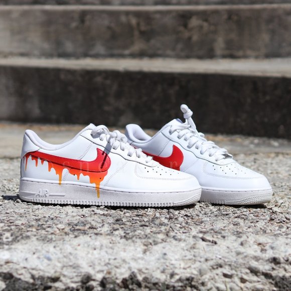 Nike Air Force 1 Low SUN FIRE Paint Drip Custom NWT - Picture 3 of 10
